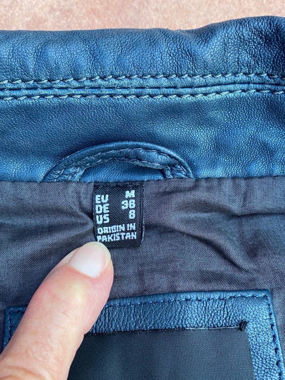 Mauritius Blue Black Leather Moto Jacket Sofia 4RF - Picture 2 of 16
